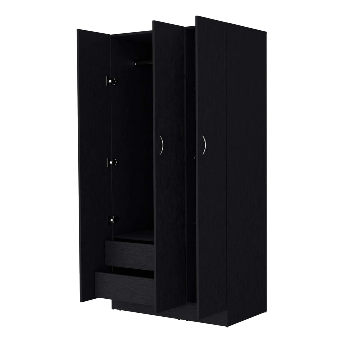 Augusta 3 Door Wardrobe With Hanging Rod Black Black Engineered Wood