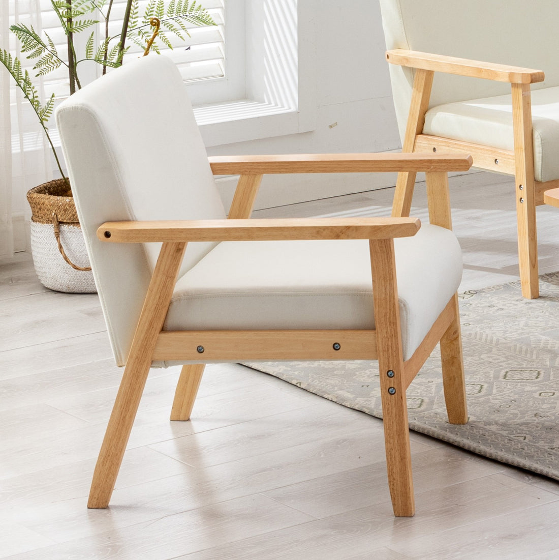 Bahamas 25" Beige Linen Fabric Chair Beige Linen
