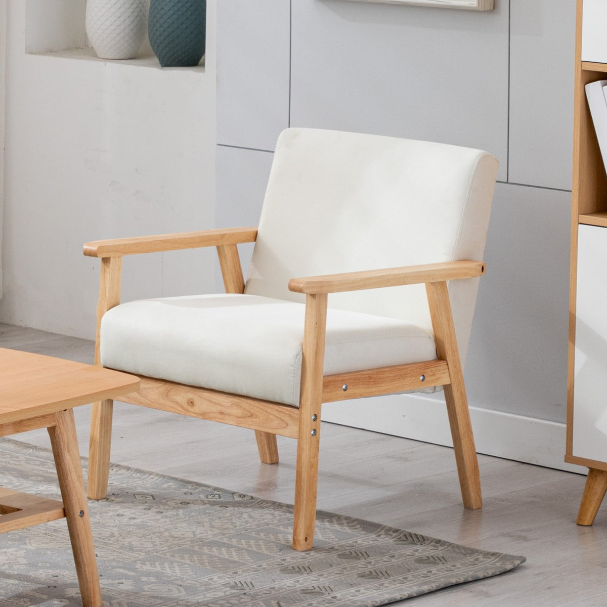 Bahamas 25" Beige Linen Fabric Chair Beige Linen