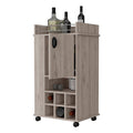 Allandale 1 Door Bar Cart With Wine Rack And Casters Light Gray Gray Engineered Wood