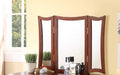 Unique Modern Bedroom Vanity Set W Stool Foldable Mirror Drawers Cherry Color Mdf Veneer 1Pc Vanity Furniture Cherry Bedroom Modern Folding Pine Particle Board