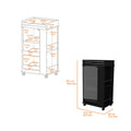 Willow Park Glass Door Bar Cart With Bottle Holder And Casters Black Black Engineered Wood