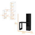 Peterson Computer Desk With 4 Tier Bookcase And 1 Door Cabinet Black Black Engineered Wood