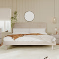 Modern Concise Style Solid Wood Grain Platform Bed Frame, King, Stone Gray Stone Gray Wood
