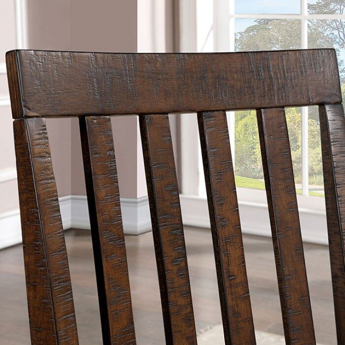 Set Of 2Pcs Counter Height Chair Dining Room Furniture Rustic Oak Beige Fabric Cushion W Welt Slat Back Kitchen Breakfast Oak Dining Room Rustic Dining Chairs Slat Back Solid Wood