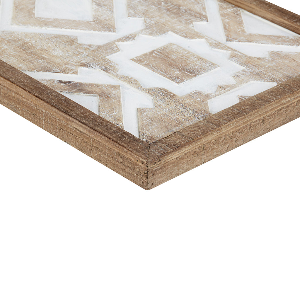 Two Tone Geometric 3 Piece Wood Wall Decor Set Natural Wood