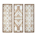 Two Tone Geometric 3 Piece Wood Wall Decor Set Natural Wood