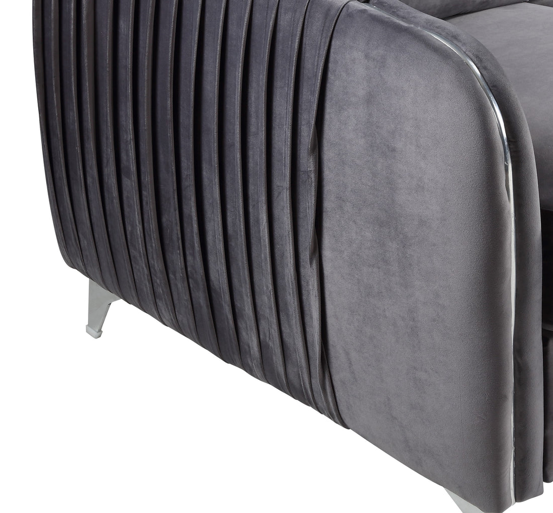 Hathaway 32" Gray Velvet Modern Chic Accent Armchair Gray Velvet