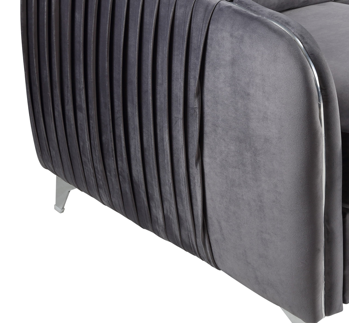 Hathaway 32" Gray Velvet Modern Chic Accent Armchair Gray Velvet
