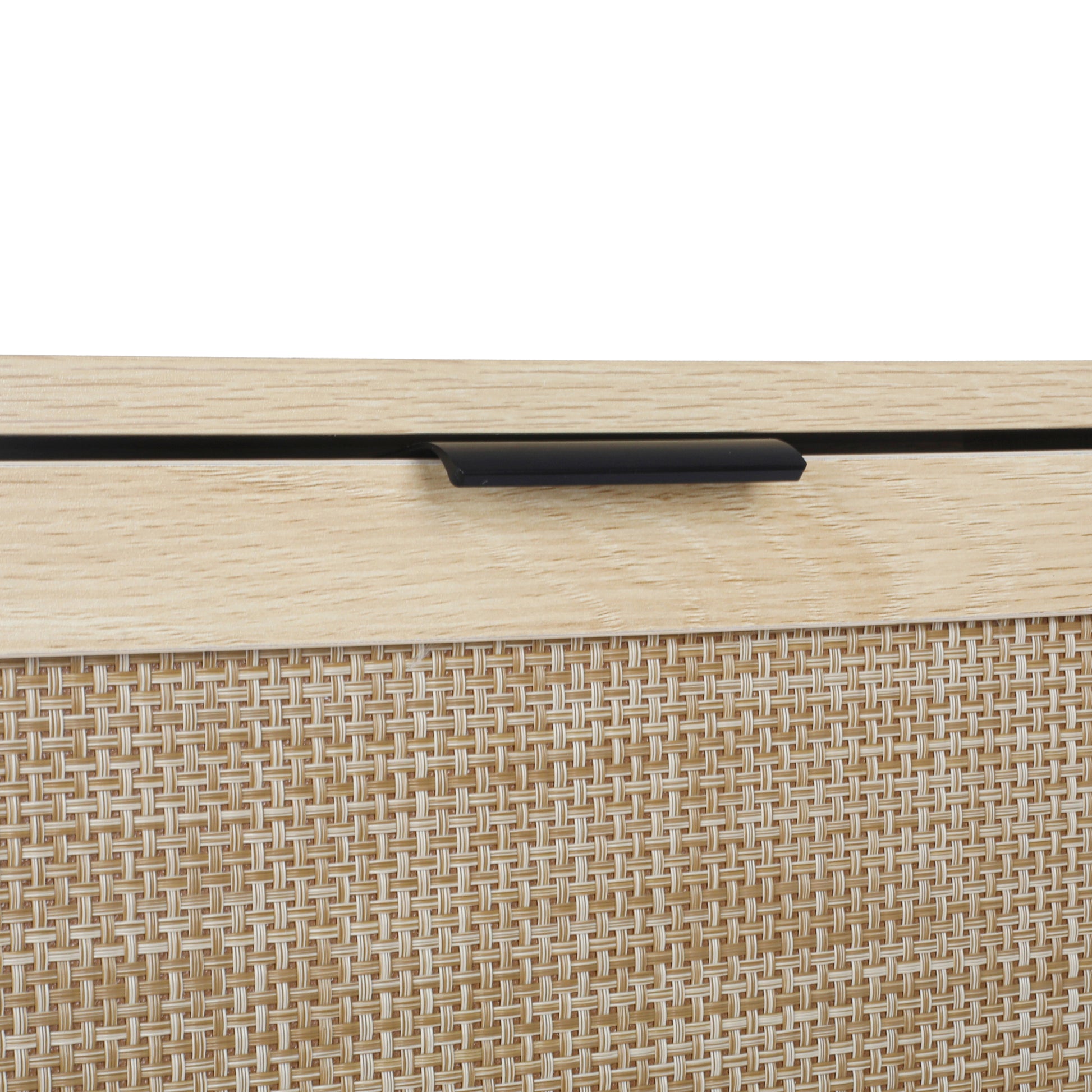 Natural Rattan 4 Door Shoe Rack, Freestanding Modern Shoe Storage Cabinet, For Entryway Natural Particle Board
