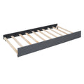 Full Size Upholstered Platform Bed With Brick Pattern Headboard, With Twin Size Trundle And 2 Drawers, Linen Fabric, Gray Gray Linen