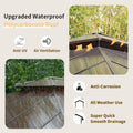 12X16Ft Hardtop Gazebo, Permanent Outdoor Gazebo With Polycarbonate Double Roof, Aluminum Gazebo Pavilion With Curtain And Net For Garden, Patio, Lawns, Deck, Backyard Wood Looking Yellow Brown Metal