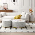White Marble Pattern Cocktail Table Mdf With Gold Metal Base 23.62Inch White Mdf