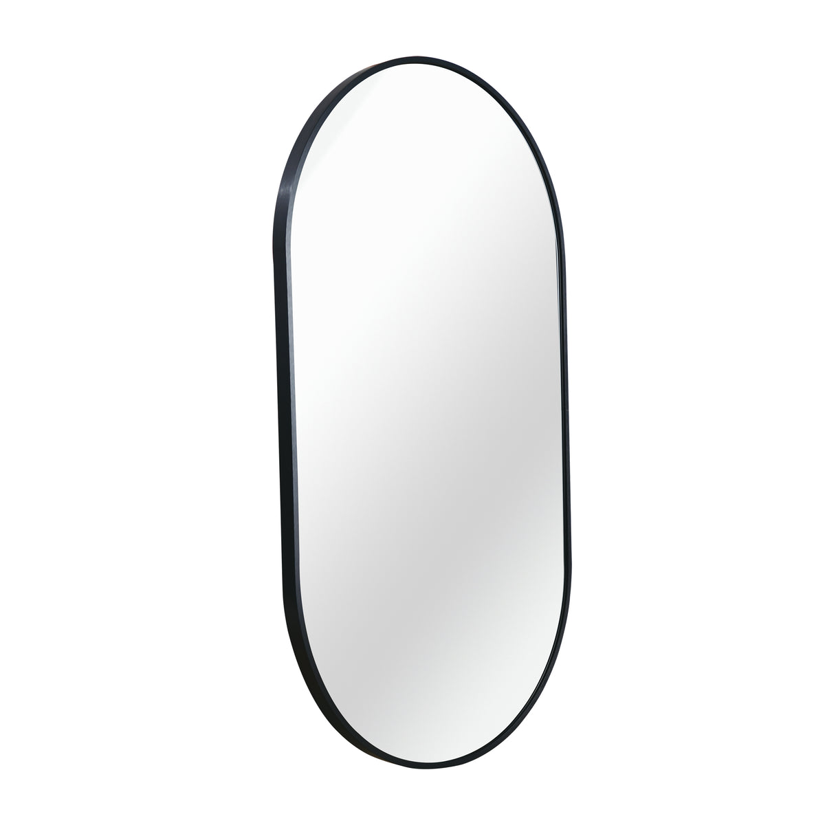 Black 20 X 28 In Pill Shpaed Mirror Black Modern Mdf Glass Aluminium Alloy
