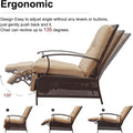 Patio Recliner Chair With Cushions,Outdoor Adjustable Lounge Chair,Reclining Patio Chairs With Strong Extendable Metal Frame For Reading,Garden,Lawn Khaki, 1 Chair Khaki Metal