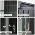 Outdoor Storage Shed 10'X 8', Metal Garden Shed For Bike, Trash Can, Tools, Galvanized Steel Outdoor Storage Cabinet With Lockable Door For Backyard, Patio, Lawn 10X8Ft, Black Black Metal