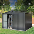 Outdoor Storage Shed 10'X 8', Metal Garden Shed For Bike, Trash Can, Tools, Galvanized Steel Outdoor Storage Cabinet With Lockable Door For Backyard, Patio, Lawn 10X8Ft, Black Black Metal