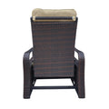 Outdoor Recliner, Automatic Adjustable Wicker Lounge Recliner Chair With Comfy Thicken Cushion, All Weather Aluminum Frame, Brown Wicker Khaki Cushion Yes Lounge Khaki Rust Resistant Frame Fade Resistant Cushion Garden & Outdoor Classic Complete Patio