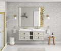 60In. W X 48 In. H Led Lighted Bathroom Wall Mounted Mirror With High Lumen Anti Fog Separately Control Natural Stone Decoration Decoration Follows Led Changesbedroom Full Length Mirror Bathroom L Gold Aluminium