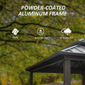 Grill Gazebo 8' 6', Aluminum Bbq Gazebo Outdoor Metal Frame With Shelves Serving Tables, Permanent Double Roof Hard Top Gazebos For Patio Lawn Deck Backyard And Garden Brown Brown Metal