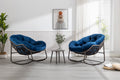 Outdoor Rattan Rocking Chair,Padded Cushion Rocker Recliner Chair Outdoor For Front Porch, Living Room, Patio, Garden, Navy Blue Navy Blue Cotton Steel