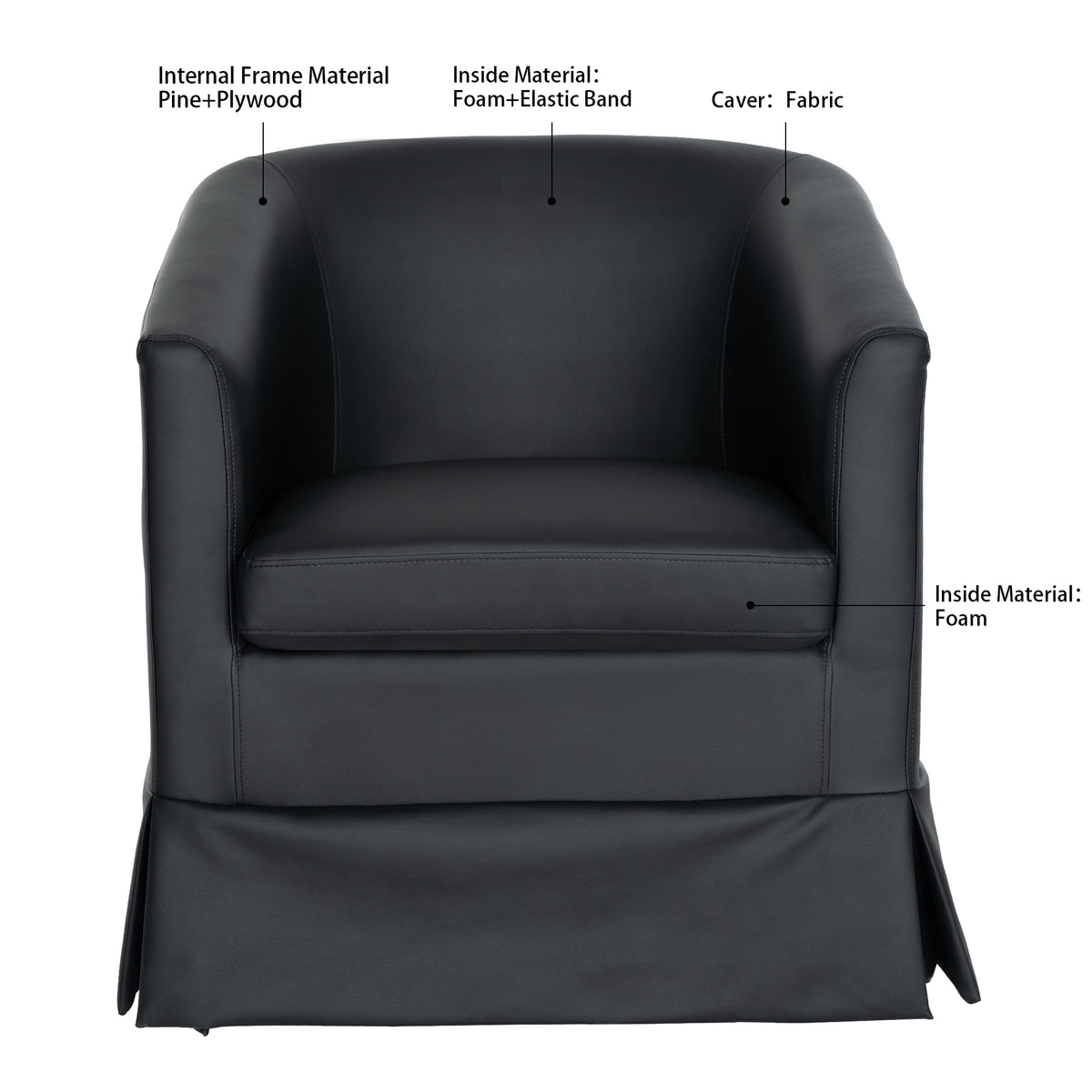 27.36" Wide Swivel Chair Black Pu Pu