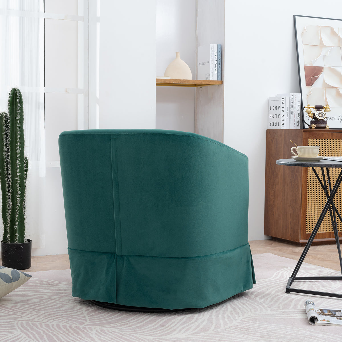 27.36" Wide Swivel Chair Green Polyester