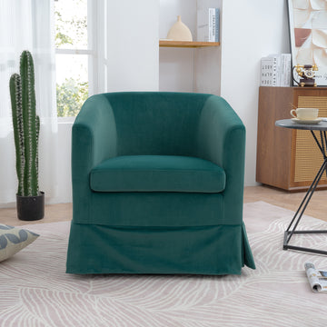 27.36" Wide Swivel Chair Green Polyester