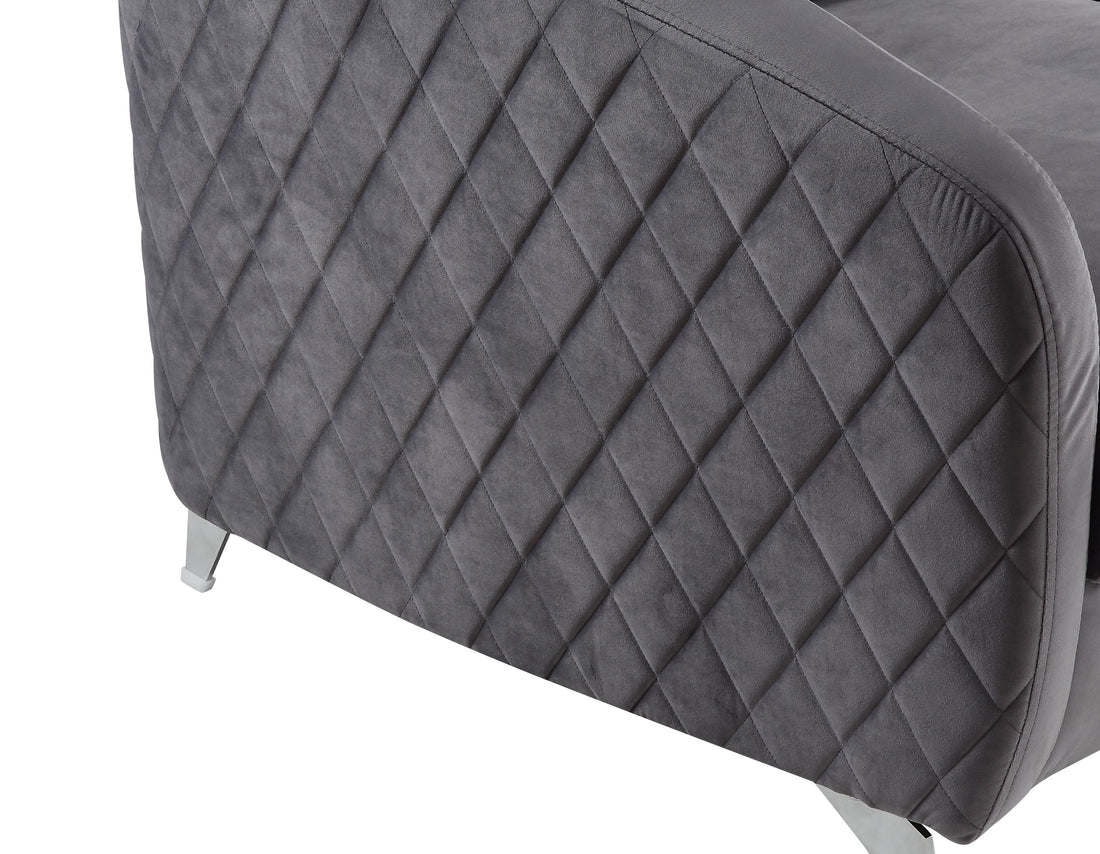 Sofia 36" Gray Velvet Modern Chic Accent Armchair Gray Velvet