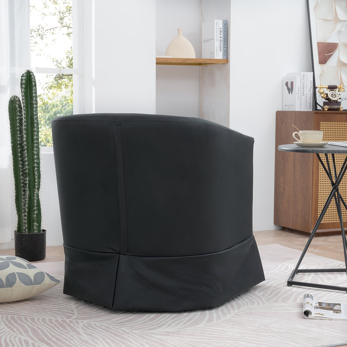 27.36" Wide Swivel Chair Black Pu Pu