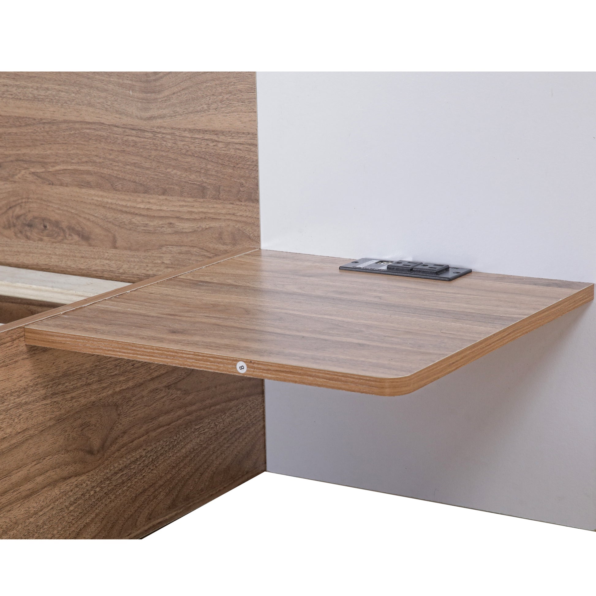 Queen Size Platform Bed With Headboard, Drawers, Shelves, Usb Ports And Sockets, Natural Natural Wood