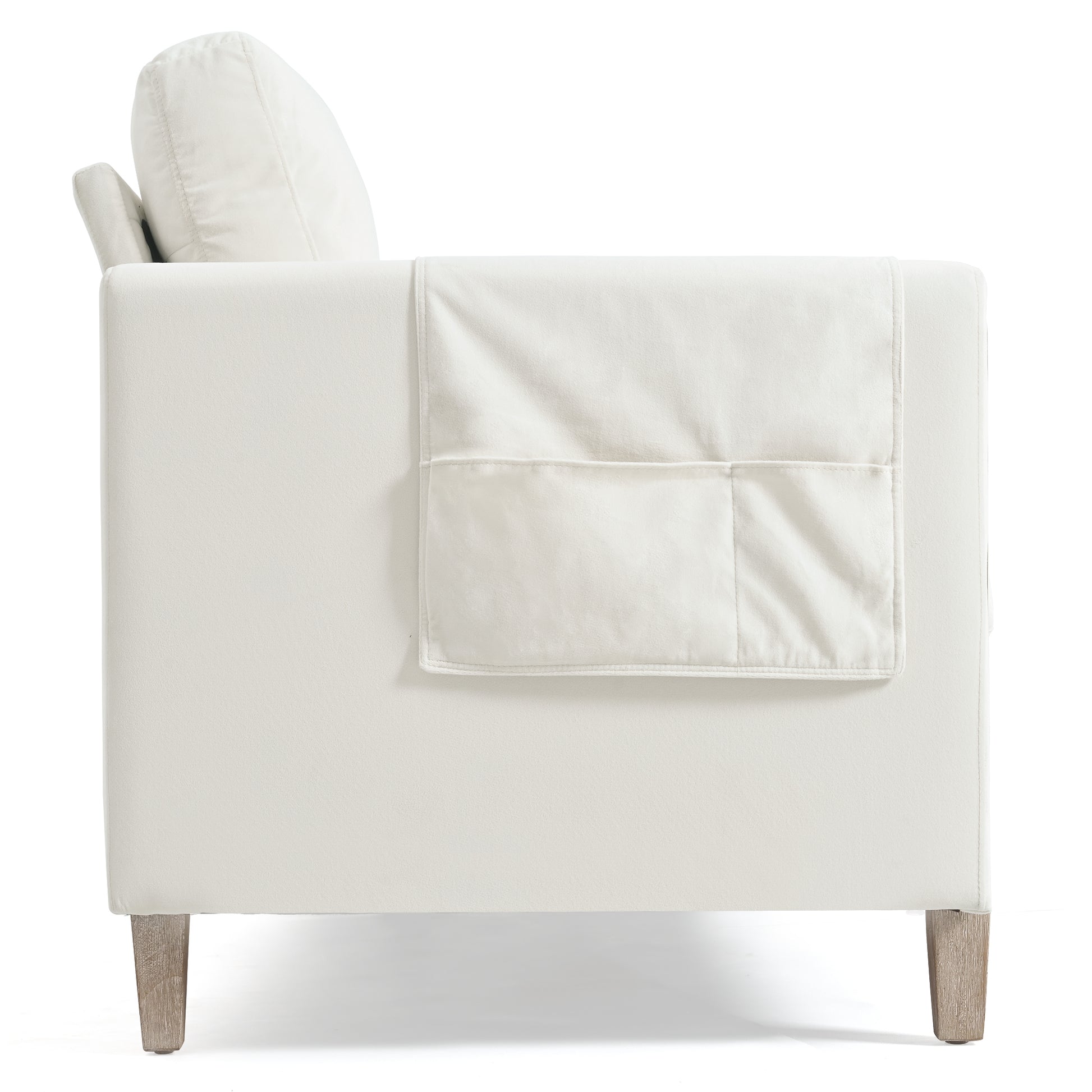 Comfortable Solid Wood Three Seater Sofa Soft Cushions, Durable And Long Lasting,79.5" Sofa Couch For Living Room Beige Fabric Fabric