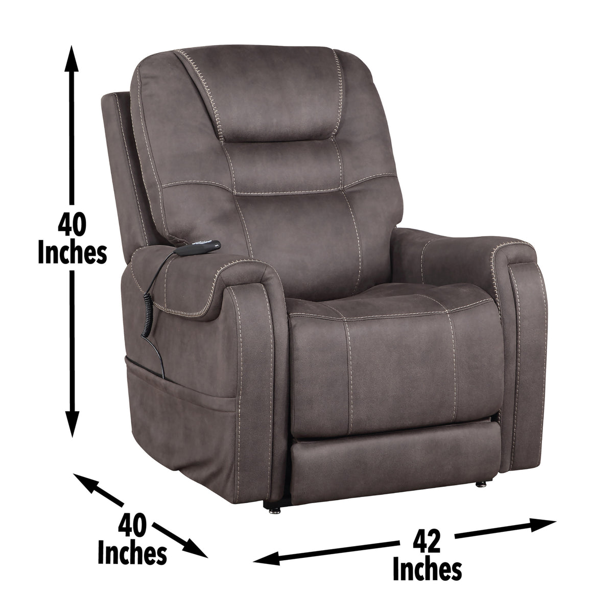 Brisbane Power Lift Chair W 3 Heat Zones Grey Foam Fabric