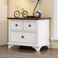 3 Pieces Wooden Captain Bedroom Set Twin Bed With Trundle, Nightstand And Dresser, White Walnut White Walnut Wood