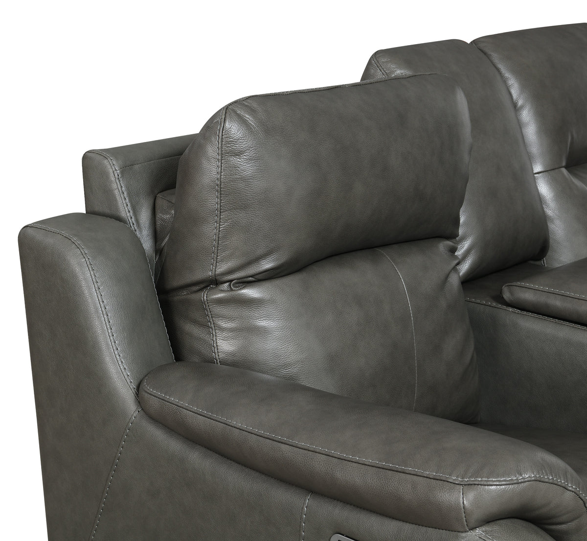 Trento Pwr Pwr Console Loveseat Charcoal Grey Foam Leather