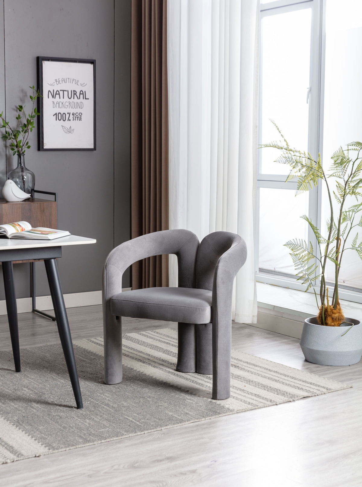 Coolmore Contemporary Designed Velvet Fabric Upholstered Accent Dining Chair Barrel Side Chairs Kitchen Armchair For Living Room Set Of 2 Gray Velvet Gray Foam Velvet