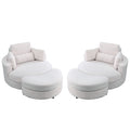 Video Welike Swivel Accent Barrel Modern Sofa Lounge Club Big Round Chair With Storage Ottoman Teddy Fabric For Living Room Hotel With Pillows. *2Pcs,Teddy White Ivory Ivory Foam Fabric