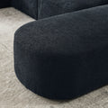 L Shape Sectional Sofa Including Two Single Seats, Left Side Chaise And Two Ottomans, Modular Sofa, Diy Combination, Loop Yarn Fabric, Black Black Polyester Wood Medium Soft Tight Back Eucalyptus Square Arms Polyester 5 Seat