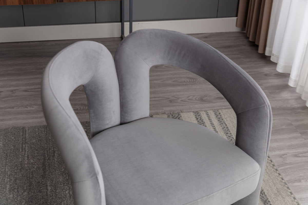 Coolmore Contemporary Designed Velvet Fabric Upholstered Accent Dining Chair Barrel Side Chairs Kitchen Armchair For Living Room Set Of 2 Gray Velvet Gray Foam Velvet