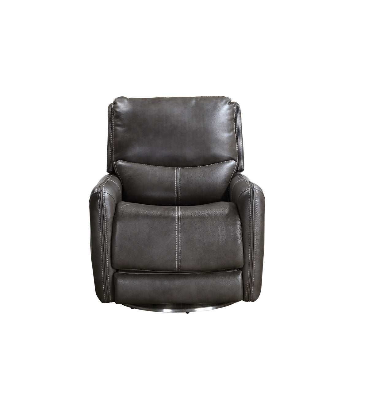 Elegant Triple Power 360 Swivel Recliner Pencil Arms, Power Footrest, Power Headrest, Power Lumbar Swivel Design, Charcoal Faux Leather Charcoal Grey Foam Fabric