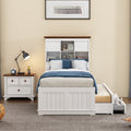 2 Pieces Wooden Captain Bedroom Set Twin Bed With Trundle And Nightstand,White Walnut White Walnut Wood
