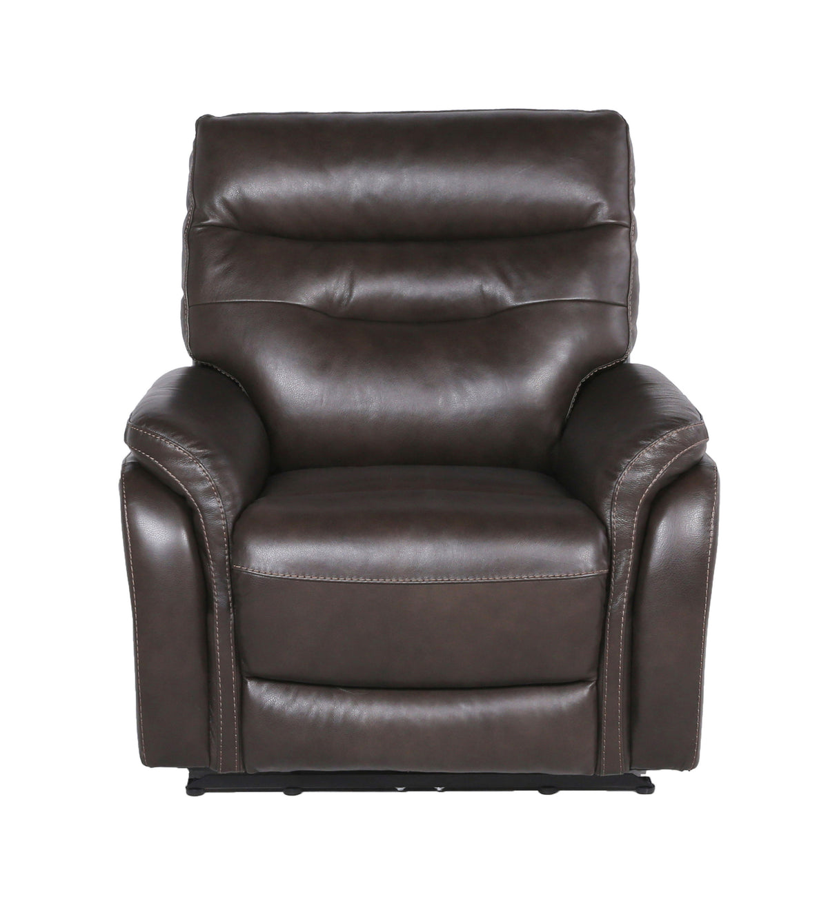 Contemporary Top Grain Leather Recliner Set Power Footrest, Power Headrest Control Panel, Usb Port, Home Button Coffee Foam Leather