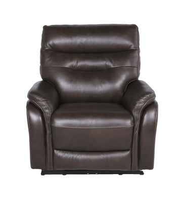 Contemporary Top Grain Leather Recliner Set Power Footrest, Power Headrest Control Panel, Usb Port, Home Button Coffee Foam Leather