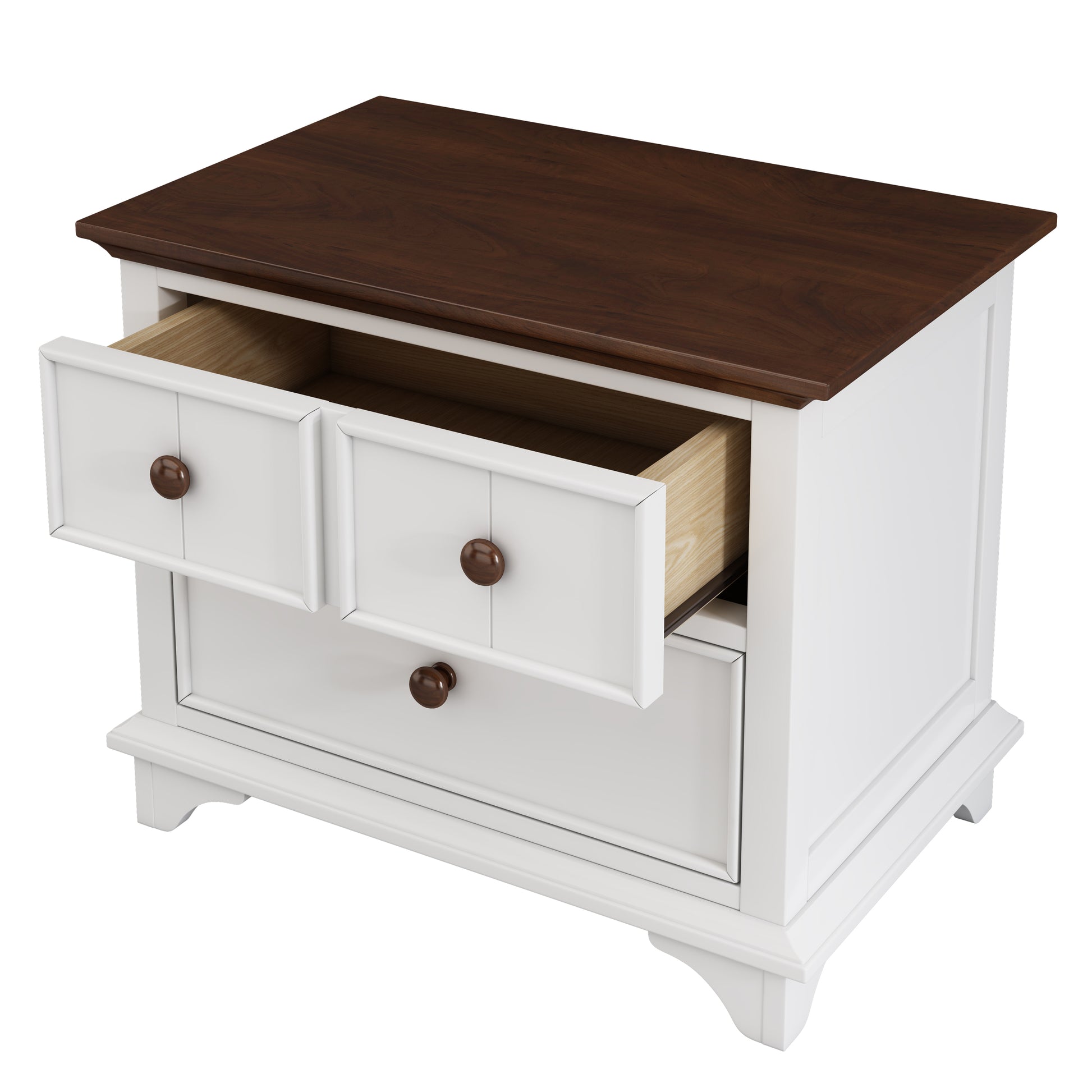 2 Pieces Wooden Captain Bedroom Set Twin Bed With Trundle And Nightstand,White Walnut White Walnut Wood