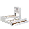 3 Pieces Wooden Captain Bedroom Set Twin Bed With Trundle, Nightstand And Dresser, White Walnut White Walnut Wood