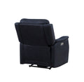 Clean Contemporary Dual Power Recliner Ocean Bluepower Footrest, Power Headrest Easy Care And Convenience Dark Blue Foam Fabric