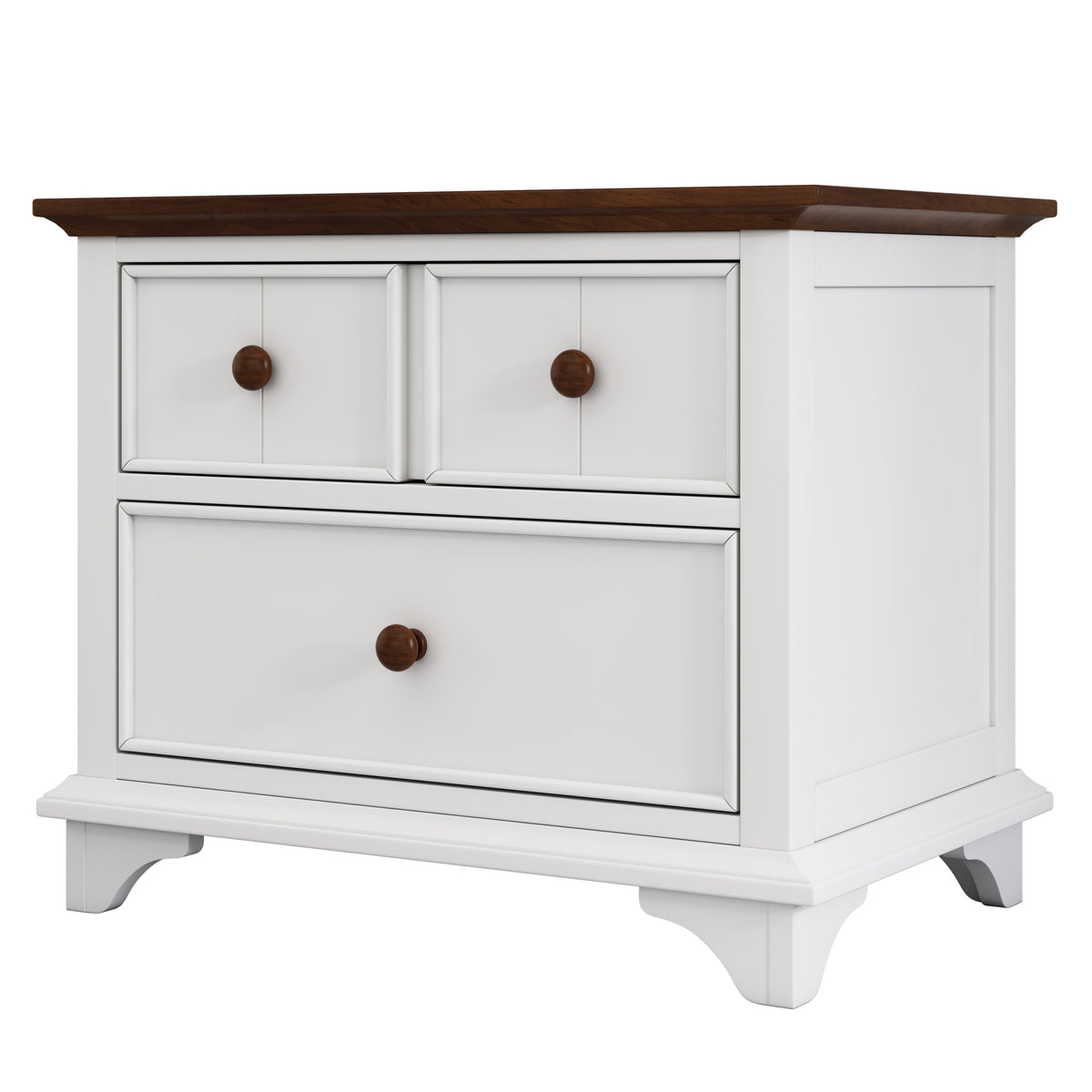 3 Pieces Wooden Captain Bedroom Set Twin Bed With Trundle, Nightstand And Dresser, White Walnut White Walnut Wood