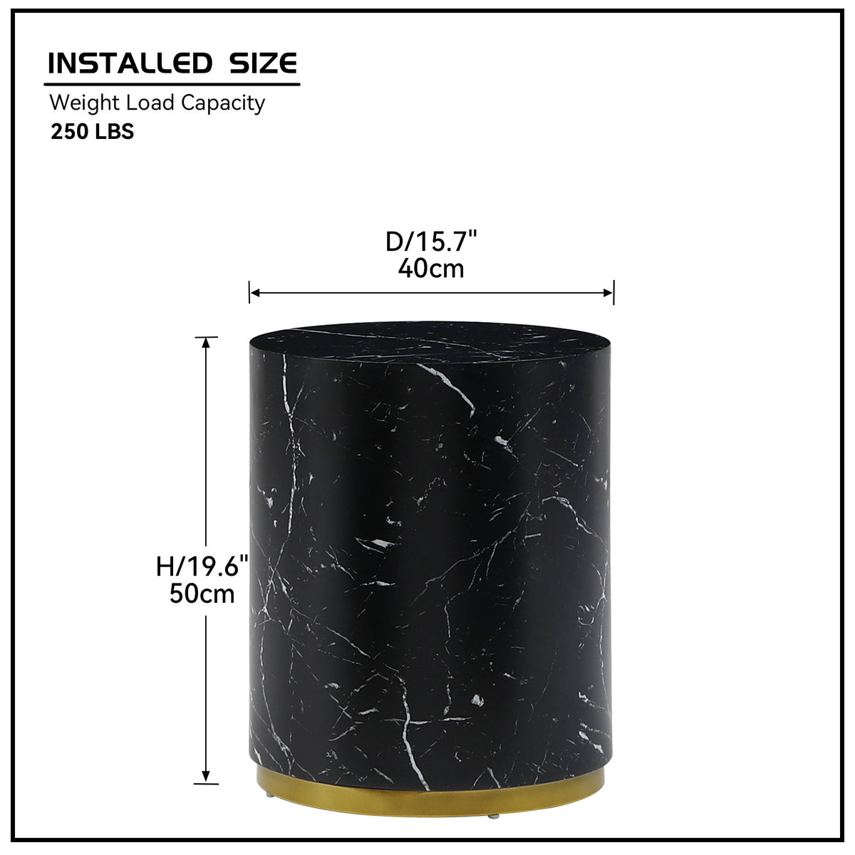 15.75Inch Round Sidetable For Living Room Fully Assembled Black Black Mdf