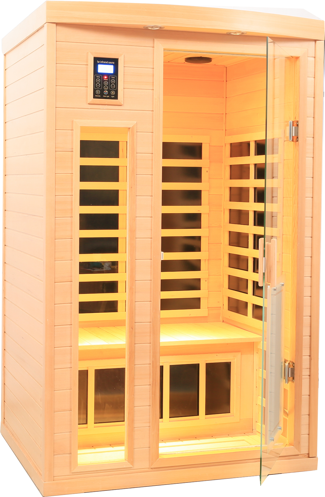 Low Emf Front Door With Heating Panel Two Person Hemlock Far Infrared Indoor Suana Room Natural Wood Solid Wood