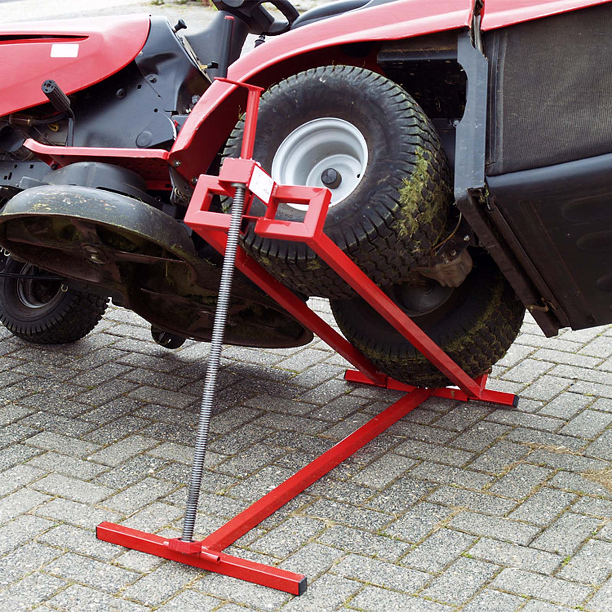 Easy Lawn Mower Lift For Riding Tractors800 Lbs Capacity Lawn Tractor Lifter, Ride On Mower, Cleaning Aid, Universal, Lawn Tractor Lift, Lawn Tractor 45 Tilt Adjustable, Red Red Steel